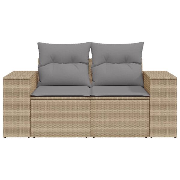 vidaXL 2-personers havesofa med hynder polyrattan beige