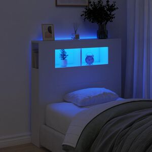 vidaXL sengegavl med LED-lys 100x18,5x103,5 cm konstrueret tr&aelig; hvid