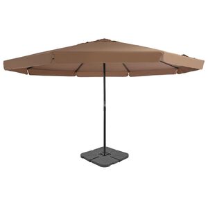 vidaXL haveparasol m. transportabel fod gr&aring;brun