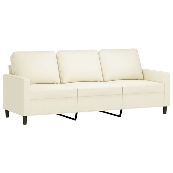 vidaXL 3-personers sofa med fodskammel 180 cm velour cremefarvet