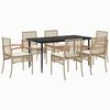 vidaXL spisebordss&aelig;t til haven 7 dele med hynder polyrattan beige