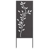vidaXL Have privatliv sk&aelig;rm Blomstret Sort 50 x 140 cm Koldvalset st&aring;l