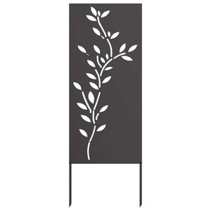 vidaXL Have privatliv sk&aelig;rm Blomstret Sort 50 x 140 cm Koldvalset st&aring;l
