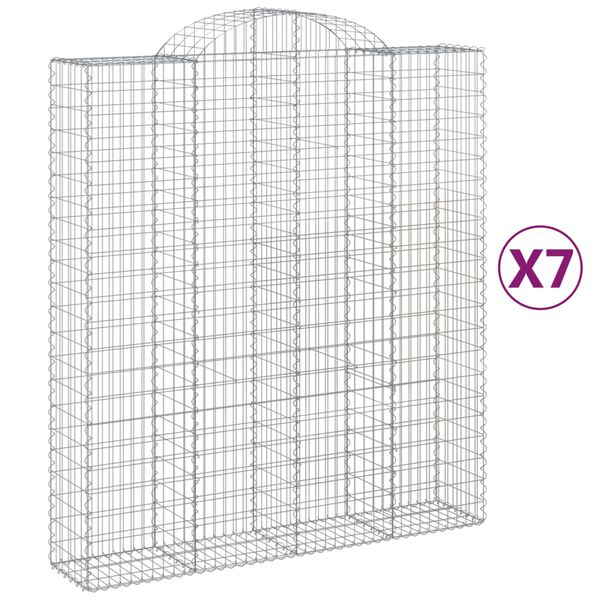 vidaXL buede gabionkurve 7 stk. 200x50x220/240 cm galvaniseret jern