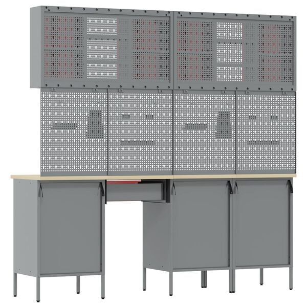 vidaXL Arbejdsb&aelig;nk med skuffe 10 pcs Sort 200 x 55 x 200 cm St&aring;l