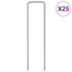 vidaXL jordpl&oslash;kker 25 stk. U-facon 15x3,5 cm galvaniseret st&aring;l