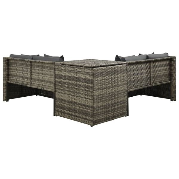 vidaXL loungesæt til haven 4 dele med hynder polyrattan grå