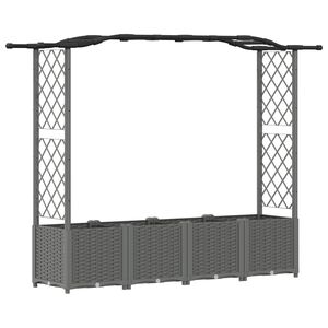 vidaXL H&aelig;vet Bed med Trellis og Tag Lysegr&aring; 204 x 40 x 138 cm PP