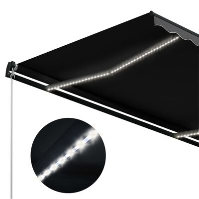 vidaXL markise m. LED-lys 600x300 cm manuel betjening antracitgrå