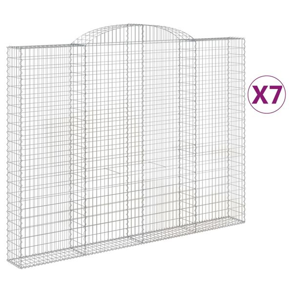 vidaXL buede gabionkurve 7 stk. 300x30x220/240 cm galvaniseret jern