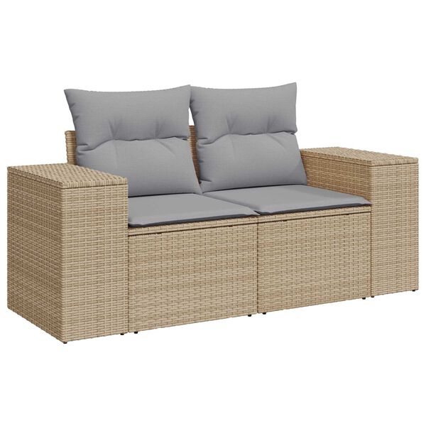 vidaXL Havesofa S&aelig;t 9 pcs Beige polyrattan