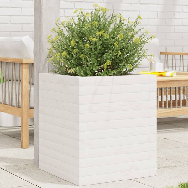 vidaXL plantekasse 40x40x46 cm massivt fyrretræ hvid
