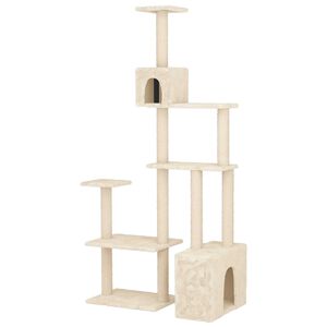 vidaXL Kattetr&aelig; med sisal klatreposter Cremefarvet 177,5 cm