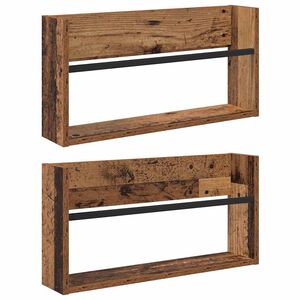 vidaXL Magasin Rack 2 pcs Gammelt tr&aelig; 60 x 12 x 30 cm Konstrueret tr&aelig;
