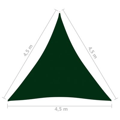 vidaXL solsejl 4,5x4,5x4,5 m trekantet oxfordstof mørkegrøn