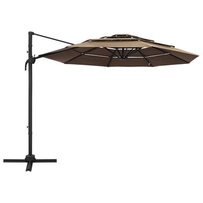 vidaXL parasol med aluminiumsstang i 4 niveauer 3x3 m gråbrun