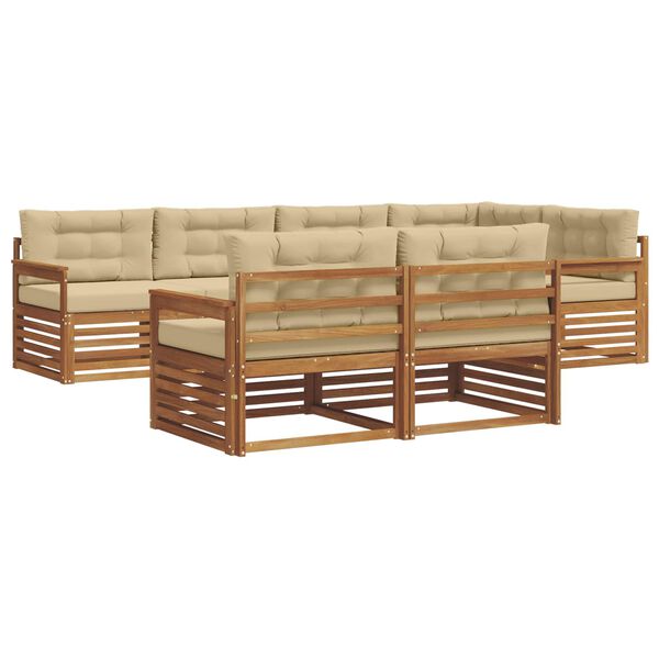 vidaXL Udend&oslash;rs sofagruppe med pude 7 pcs Naturlig og Beige