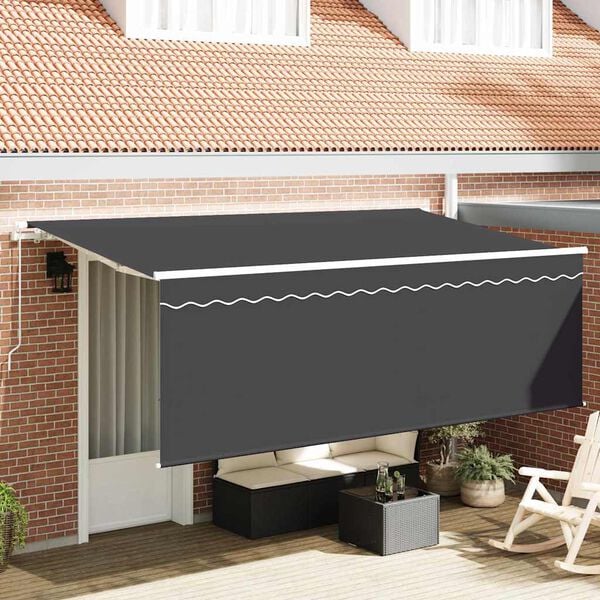 vidaXL Markise med blind Antracit 350 x 200 x 120 cm Stof og Metal