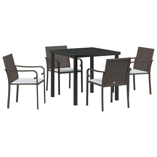 vidaXL Have Spisebordssæt 5 pcs Brun Poly rattan