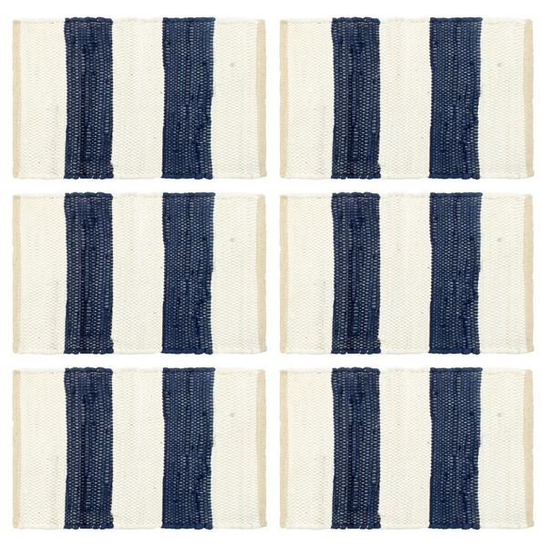 vidaXL d&aelig;kkeservietter 6 stk. 30 x 45 cm chindi stribet bl&aring; og hvid