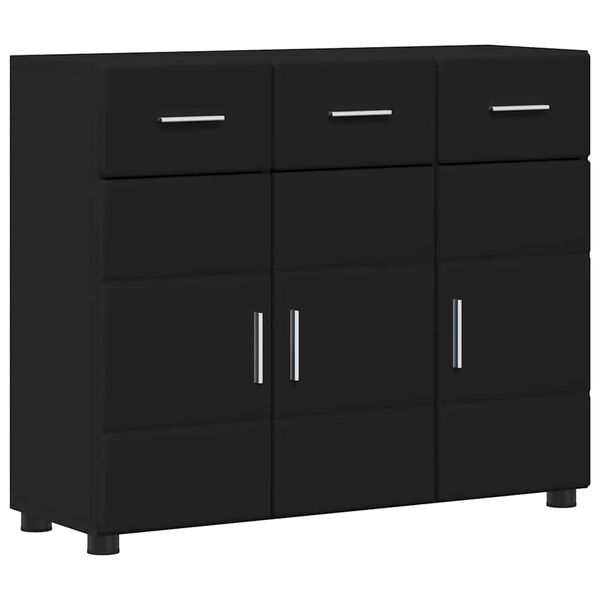 vidaXL Sideboard med hylde Sort 88,5 x 30,5 x 73 cm Konstrueret tr&aelig;