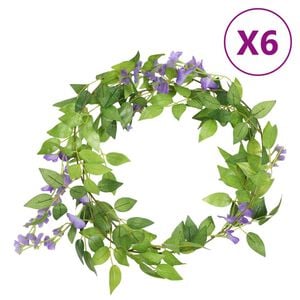 vidaXL blomsterguirlander 6 stk. 200 cm lilla