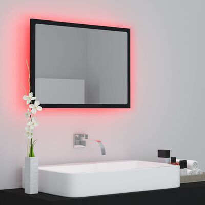 vidaXL badeværelsesspejl med LED-lys 60x8,5x37 cm akryl sort