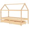 vidaXL sengestel til b&oslash;rn med skuffer 90x200 cm massivt fyrretr&aelig;