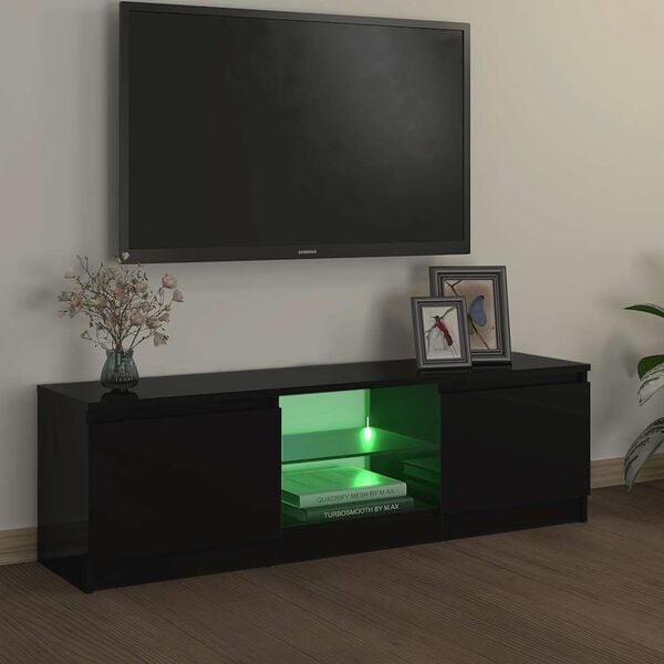 vidaXL tv-skab med LED-lys 120x30x36 cm sort