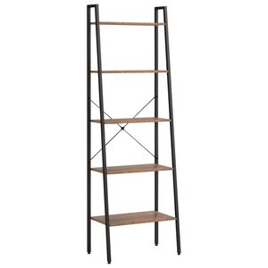 vidaXL stigereol med 5 hylder 56x35x174 cm m&oslash;rkebrun og sort