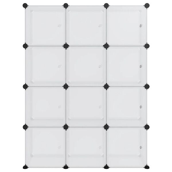 vidaXL opbevaringskubeorganisator med 12 kuber og døre transparent PP