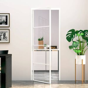 vidaXL d&oslash;r 76x201,5 cm h&aelig;rdet glas og aluminium hvid