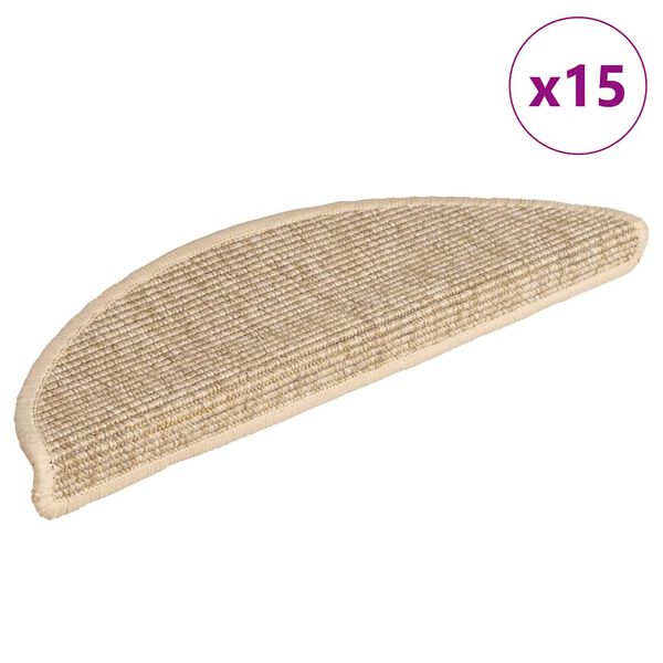 vidaXL trappem&aring;tter 15 stk. 56x17x3 cm lys beige halvrunde