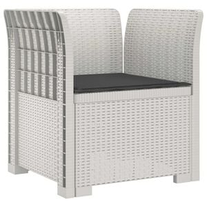 vidaXL 1-personers L&aelig;nestol med Pude Rattan Look PP Hvid
