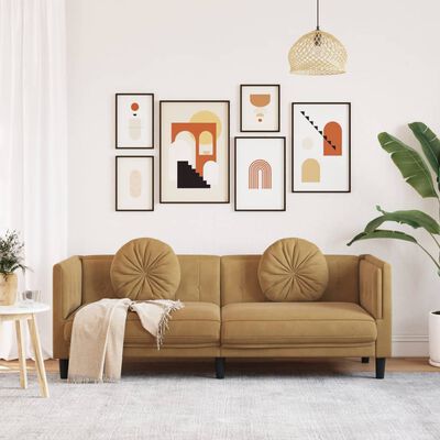 vidaXL 3-personers sofa med hynder velour brun