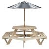 vidaXL picnicbord til 6 b&oslash;rn m. parasol sekskantet massivt grantr&aelig;