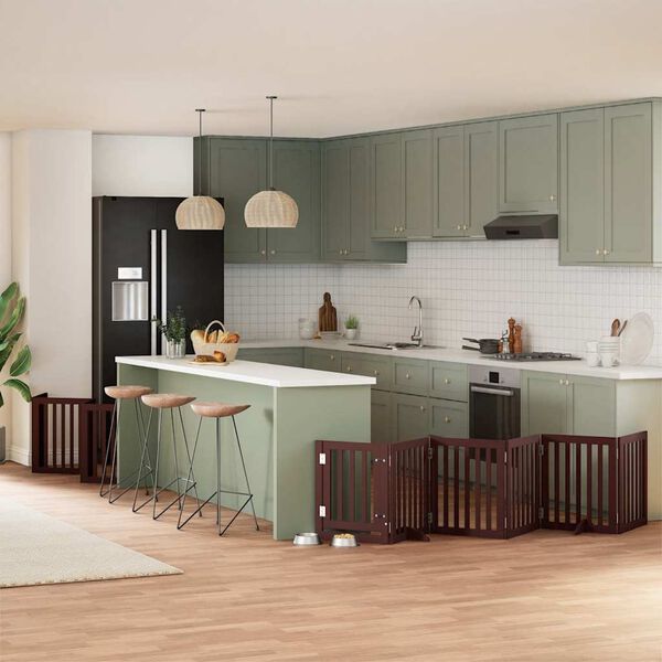 vidaXL hundel&aring;ge med d&oslash;r 12 paneler 600 cm foldbar poppeltr&aelig; brun