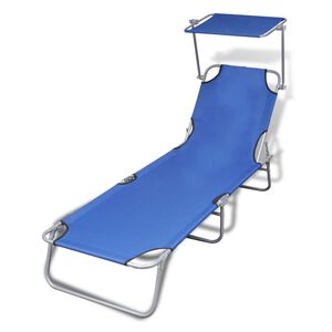 vidaXL foldbar liggestol med baldakin st&aring;l og stof bl&aring;