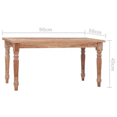 vidaXL Batavia-sofabord 90x50x45 cm massivt teaktræ hvidtet finish