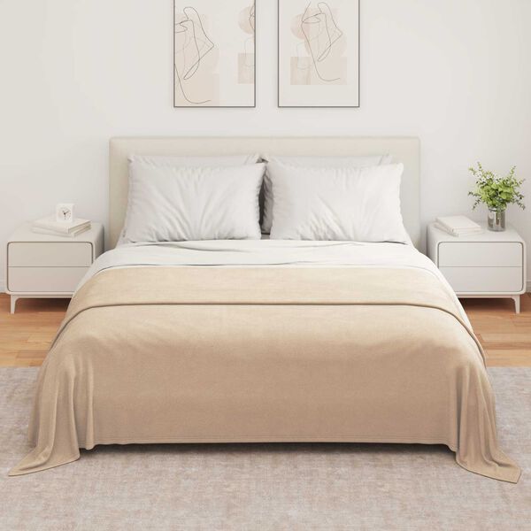 vidaXL Throw t&aelig;ppe Camel 280 x 210 cm Fleece