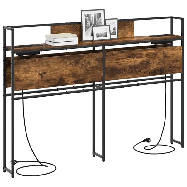 vidaXL Opbevaringshovedgavl med hylde R&oslash;get eg 140 cm Konstrueret tr&aelig;