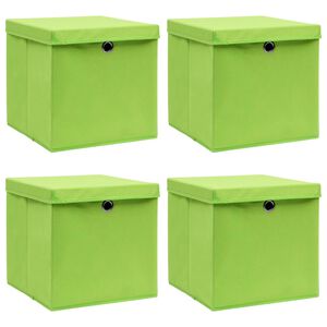 vidaXL opbevaringskasser med l&aring;g 4 stk. 32x32x32 stof gr&oslash;n