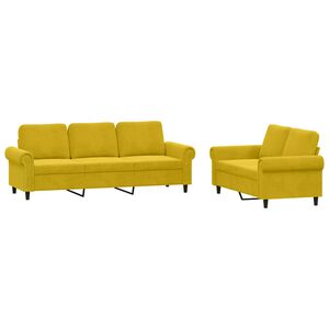 vidaXL sofas&aelig;t 2 dele med hynder velour gul