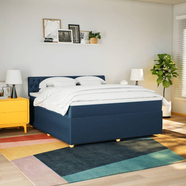 vidaXL kontinentalseng med madras 180x200 cm stof bl&aring;