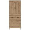 vidaXL Highboard med skuffe 2 pcs Artisan Egetr&aelig; Konstrueret tr&aelig;
