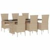 vidaXL spisebordss&aelig;t til haven 7 dele med hynder polyrattan beige