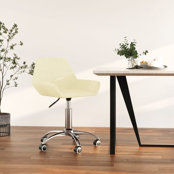 vidaXL drejelig kontorstol stof cremefarvet