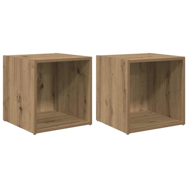 vidaXL TV-m&oslash;bels&aelig;t V&aelig;gmonteret 2 pcs Artisan Egetr&aelig; 37 x 35 x 37,5 cm