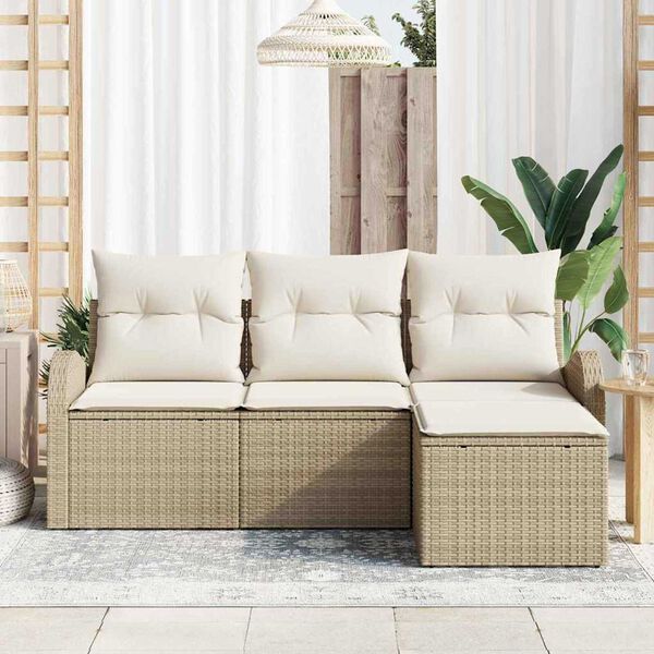 vidaXL Havesofa S&aelig;t Beige polyrattan