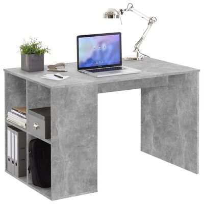 FMD skrivebord med sidehylder 117 x 73 x 75 cm betongrå